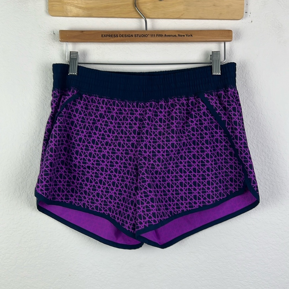 Champion Women Junior Blue and Purple Lined Running Shorts Women Junior Medium